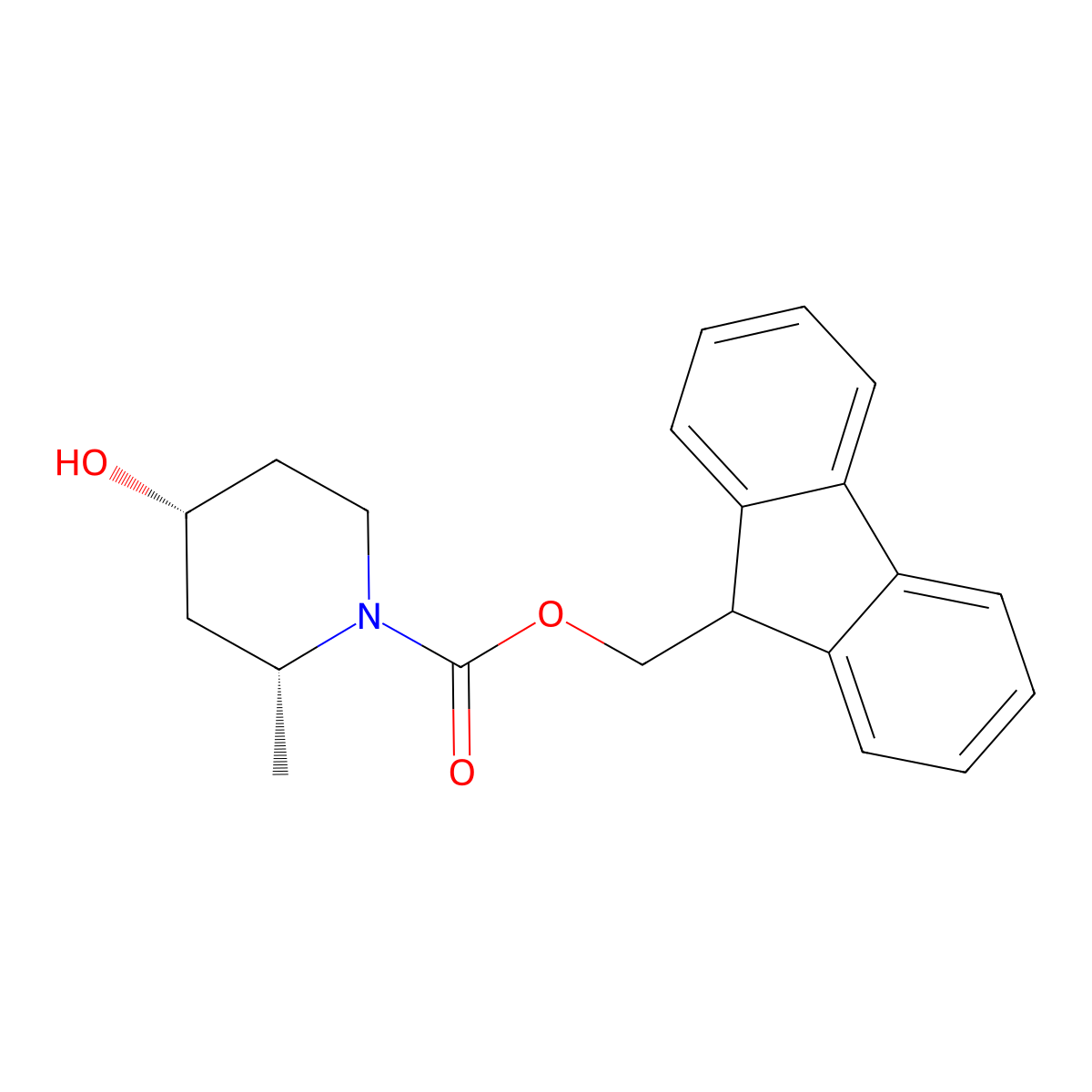 rac-(9H-fluoren-9-yl)methyl (2R,4R)-4-hydroxy-2-methylpiperidine-1-carboxylate molecular structure, CAS 2153086-85-0