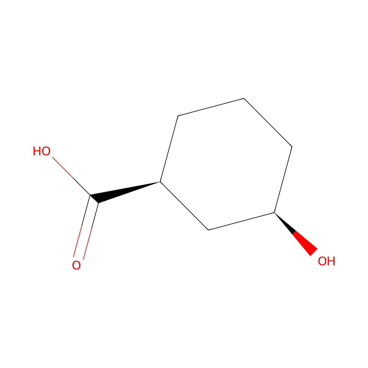 (1S,3R)-3-Hydroxycyclohexanecarboxylic acid molecular structure, CAS 21531-45-3