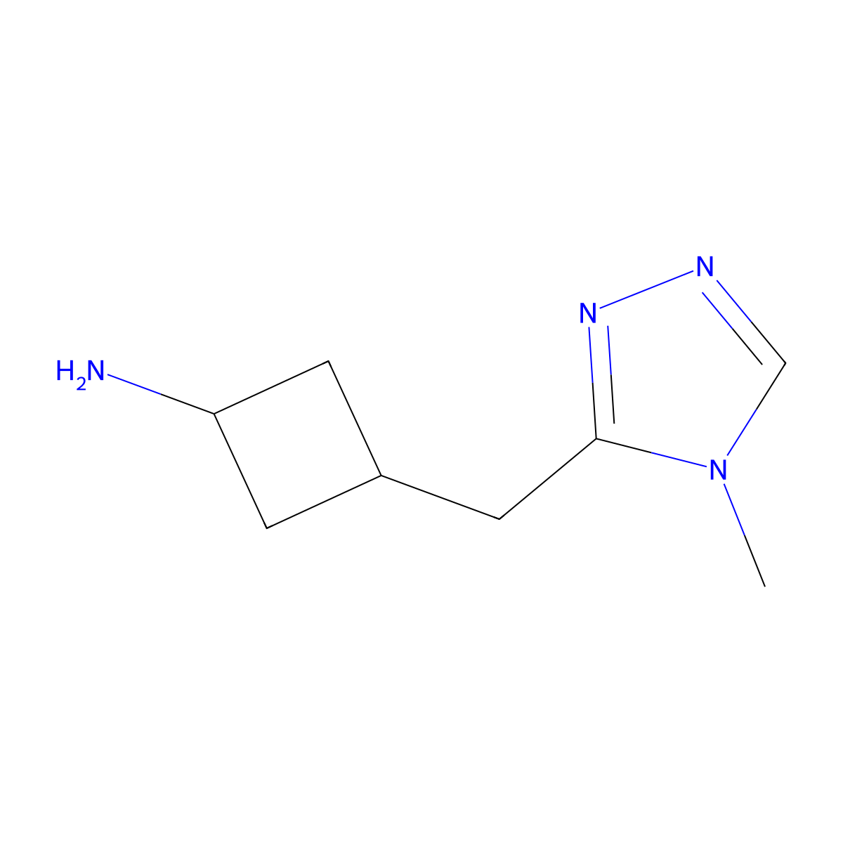 3-[(4-methyl-4H-1,2,4-triazol-3-yl)methyl]cyclobutan-1-amine molecular structure, CAS 2153113-87-0