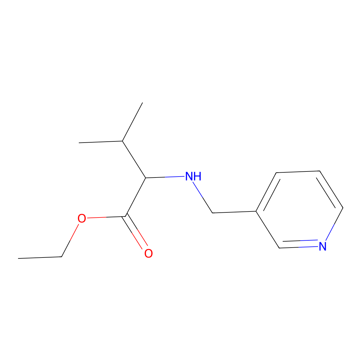 Ethyl 3-methyl-2-{[(pyridin-3-yl)methyl]amino}butanoate molecular structure, CAS 2153114-04-4