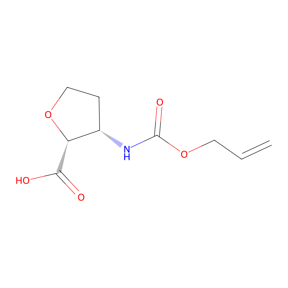 rac-(2R,3S)-3-{[(prop-2-en-1-yloxy)carbonyl]amino}oxolane-2-carboxylic acid molecular structure, CAS 2153221-26-0