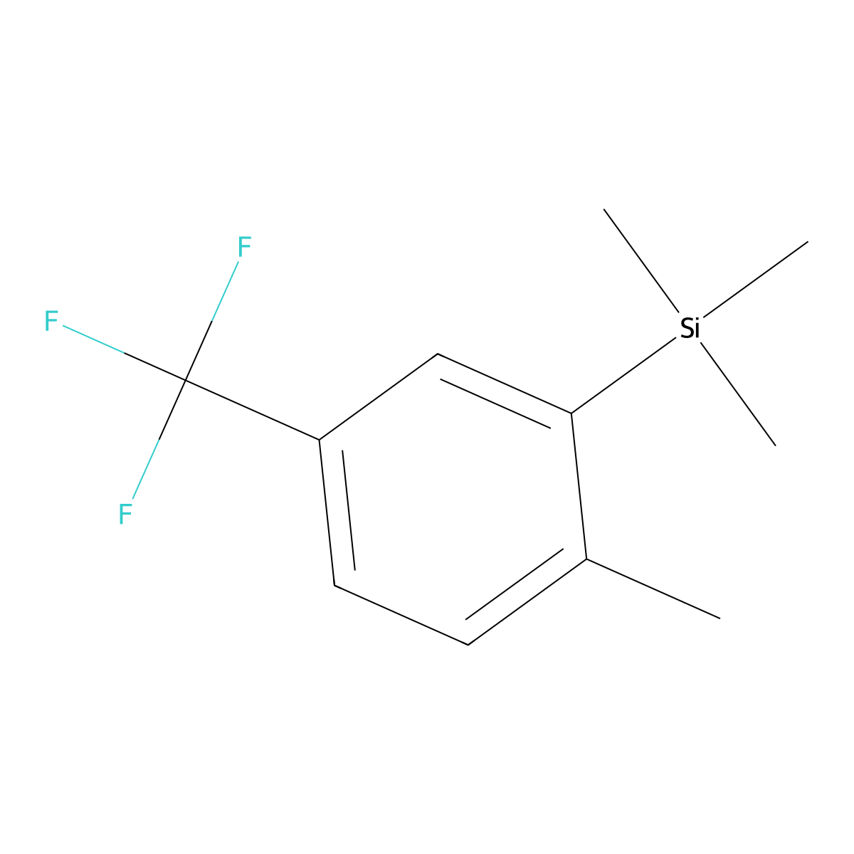 Trimethyl(2-methyl-5-(trifluoromethyl)phenyl)silane molecular structure, CAS 2153271-48-6