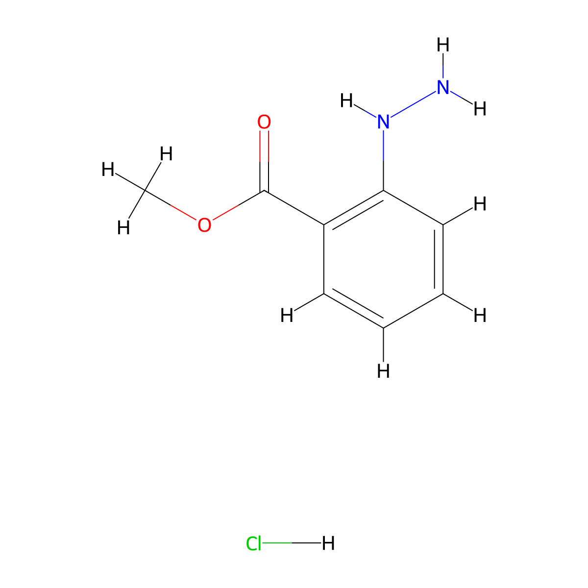 Methyl 2-hydrazinylbenzoate hydrochloride molecular structure, CAS 21533-63-1