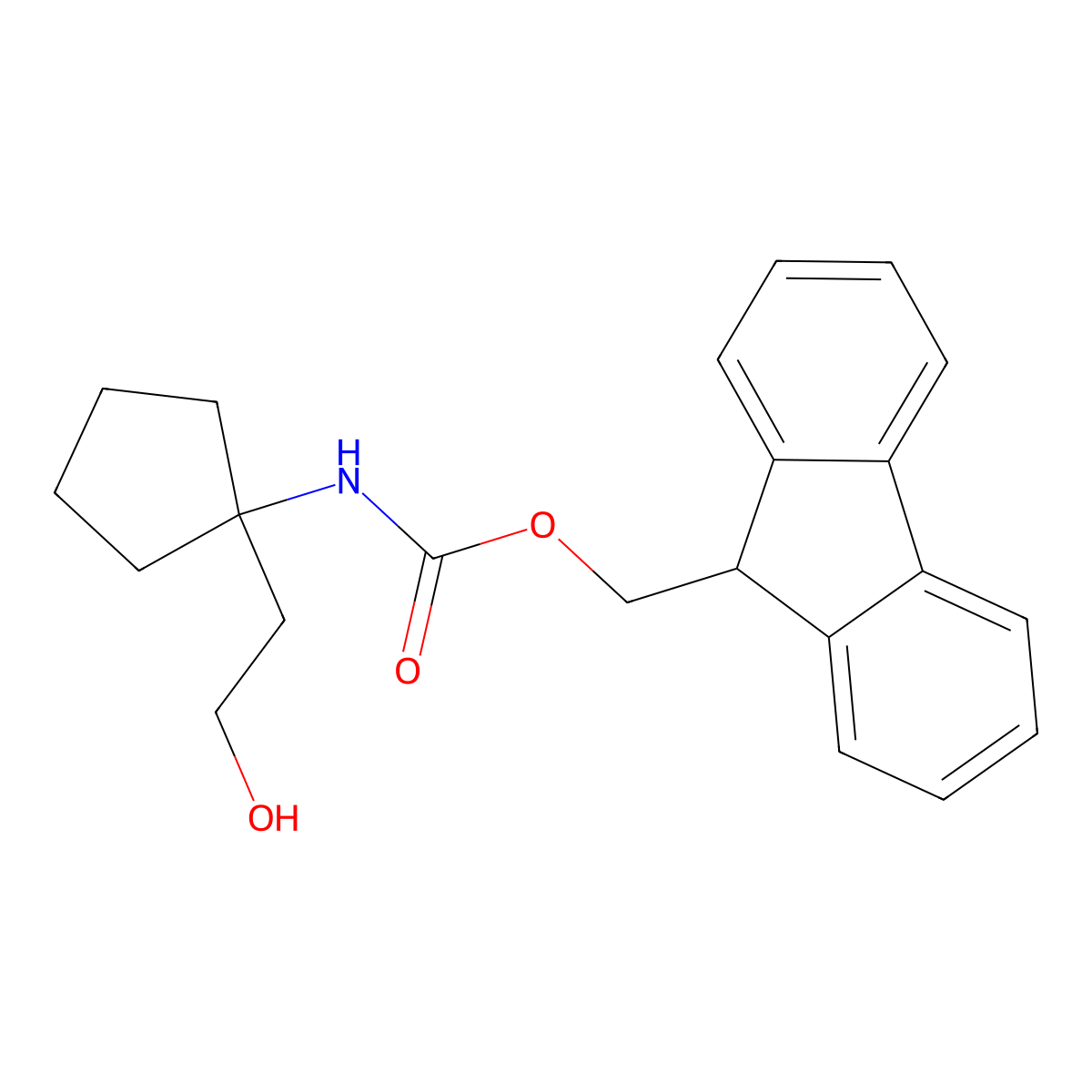 (9H-fluoren-9-yl)methyl N-[1-(2-hydroxyethyl)cyclopentyl]carbamate molecular structure, CAS 2153310-48-4