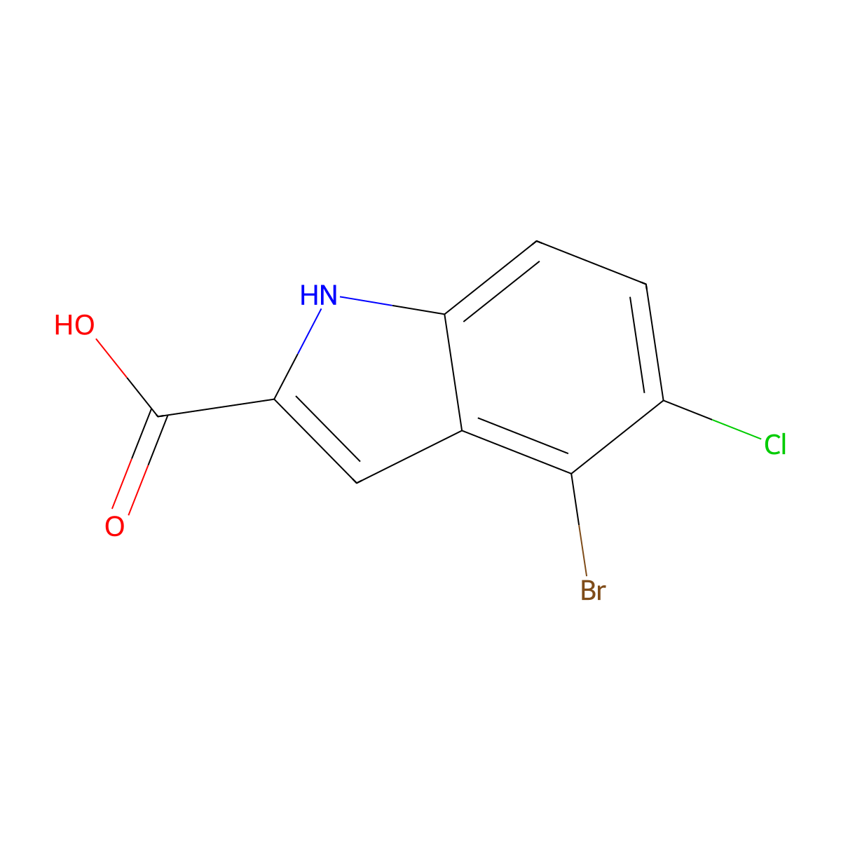 4-bromo-5-chloro-1H-indole-2-carboxylic acid molecular structure, CAS 2153325-59-6