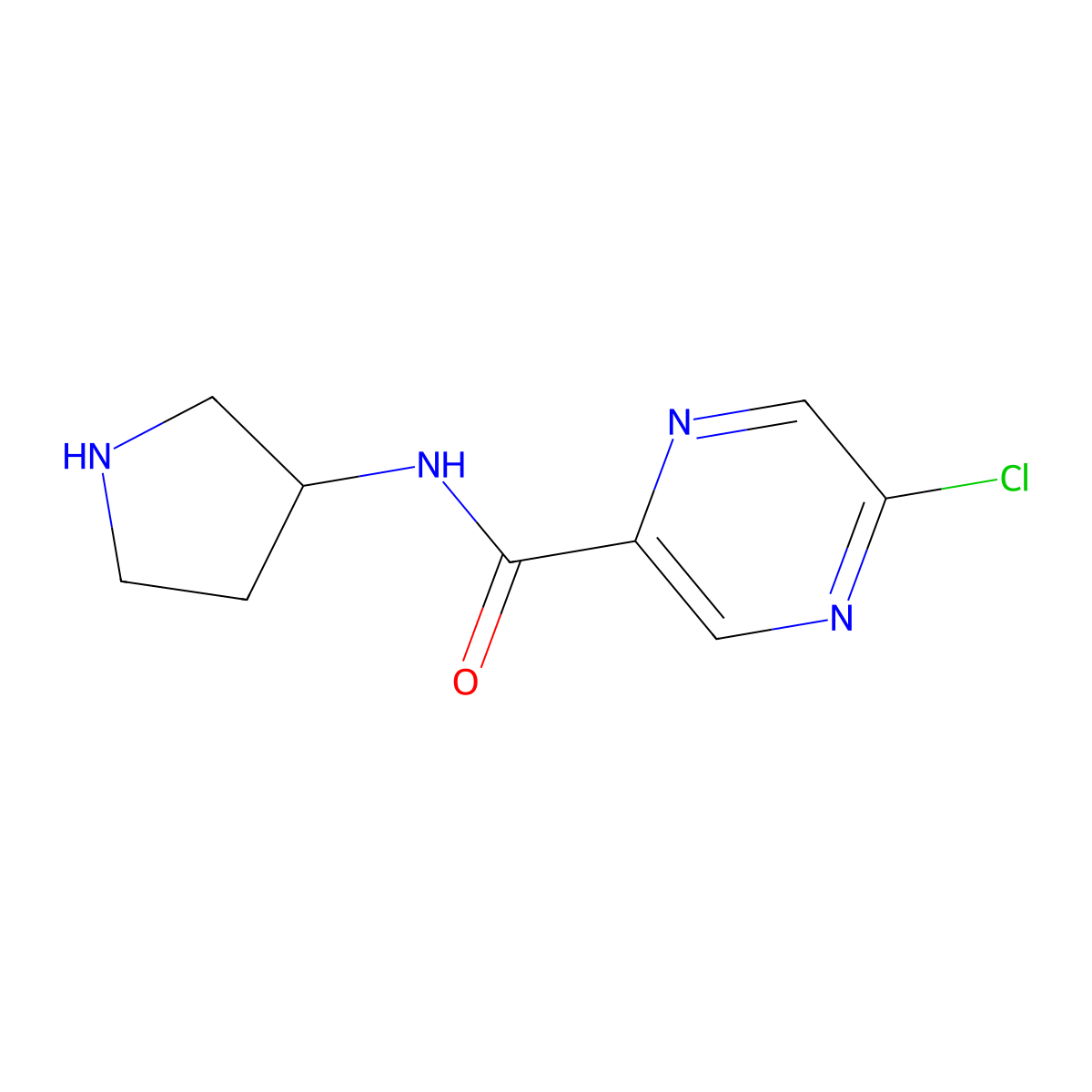 5-chloro-N-(pyrrolidin-3-yl)pyrazine-2-carboxamide molecular structure, CAS 2153417-89-9