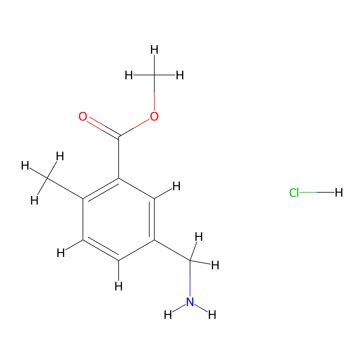 5-Aminomethyl-2-methyl-benzoic acid methyl ester hydrochloride molecular structure, CAS 2153472-90-1