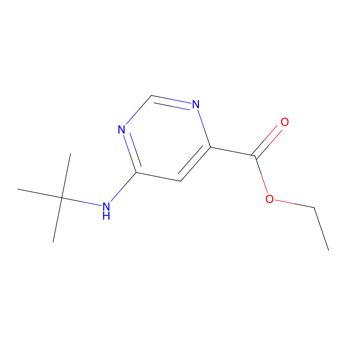 Ethyl 6-(tert-butylamino)pyrimidine-4-carboxylate molecular structure, CAS 2153472-95-6