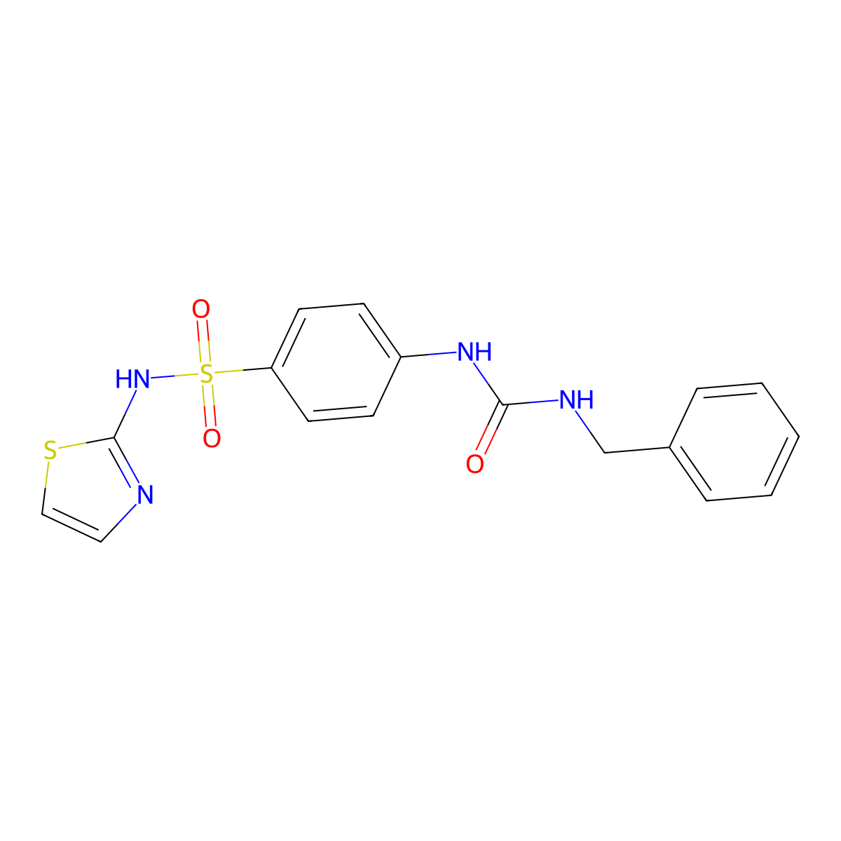 4-(3-benzylureido)-N-(thiazol-2-yl)benzenesulfonamide molecular structure, CAS 2153474-85-0