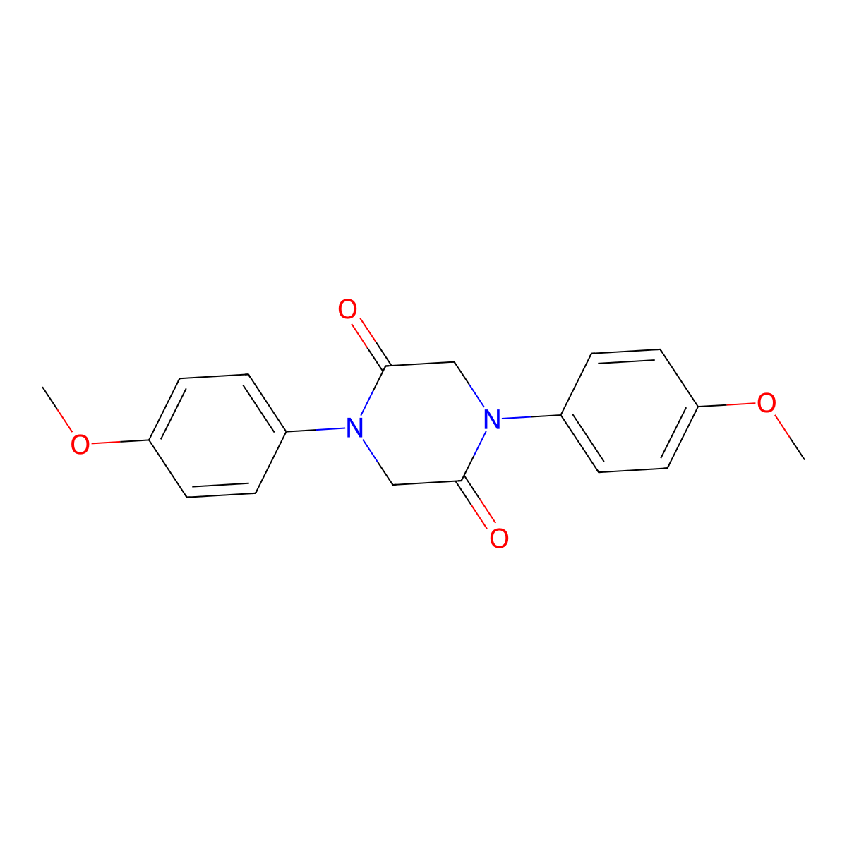 1,4-Bis(4-methoxyphenyl)piperazine-2,5-dione molecular structure, CAS 21535-05-7