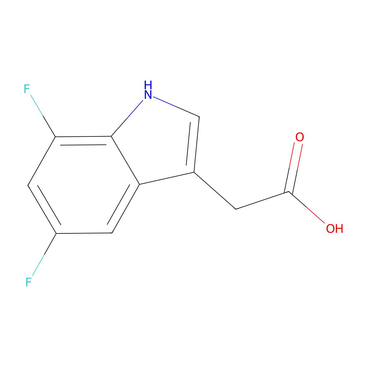 2-(5,7-Difluoro-1H-indol-3-yl)acetic acid molecular structure, CAS 215363-30-7