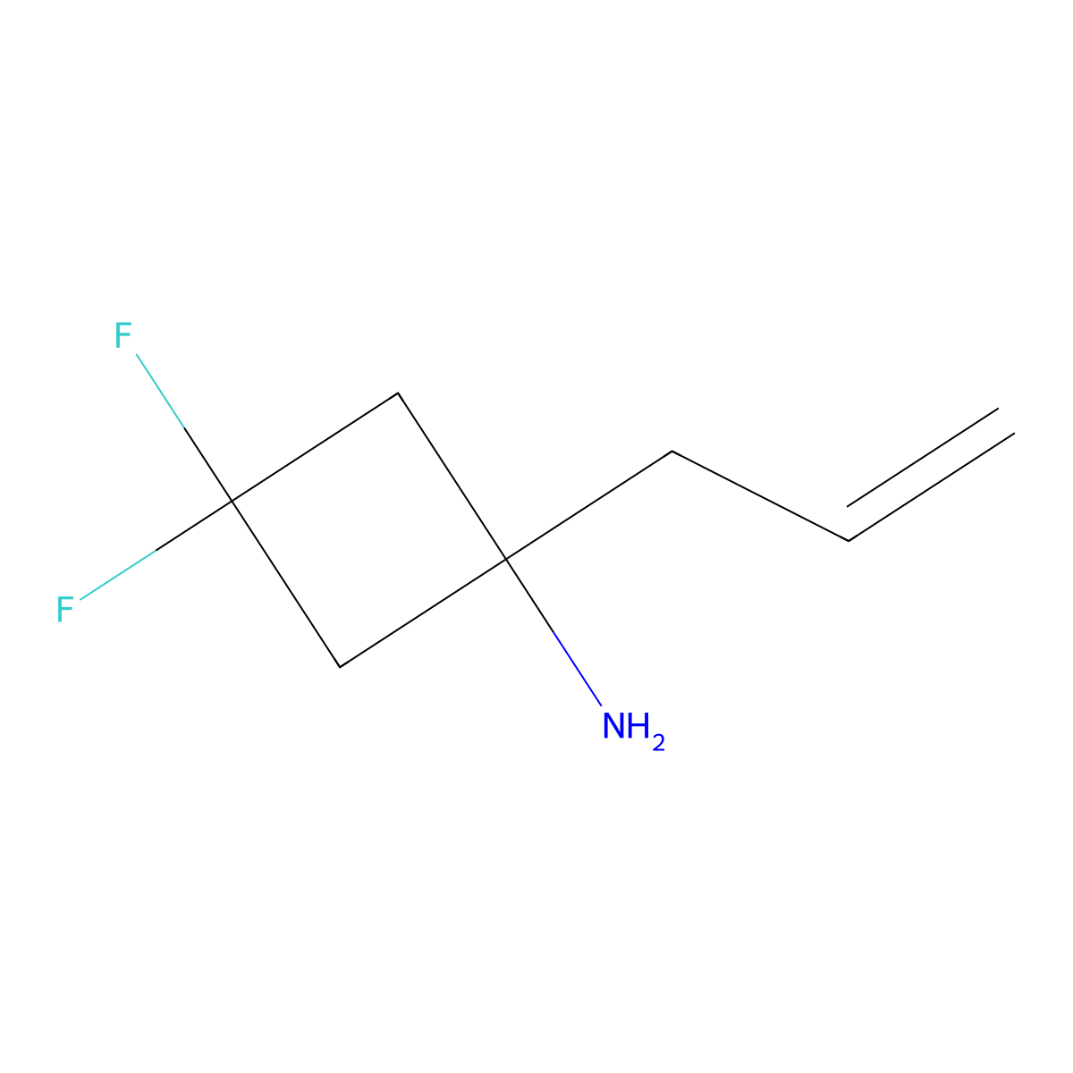 3,3-Difluoro-1-(prop-2-en-1-yl)cyclobutan-1-amine molecular structure, CAS 2153730-09-5