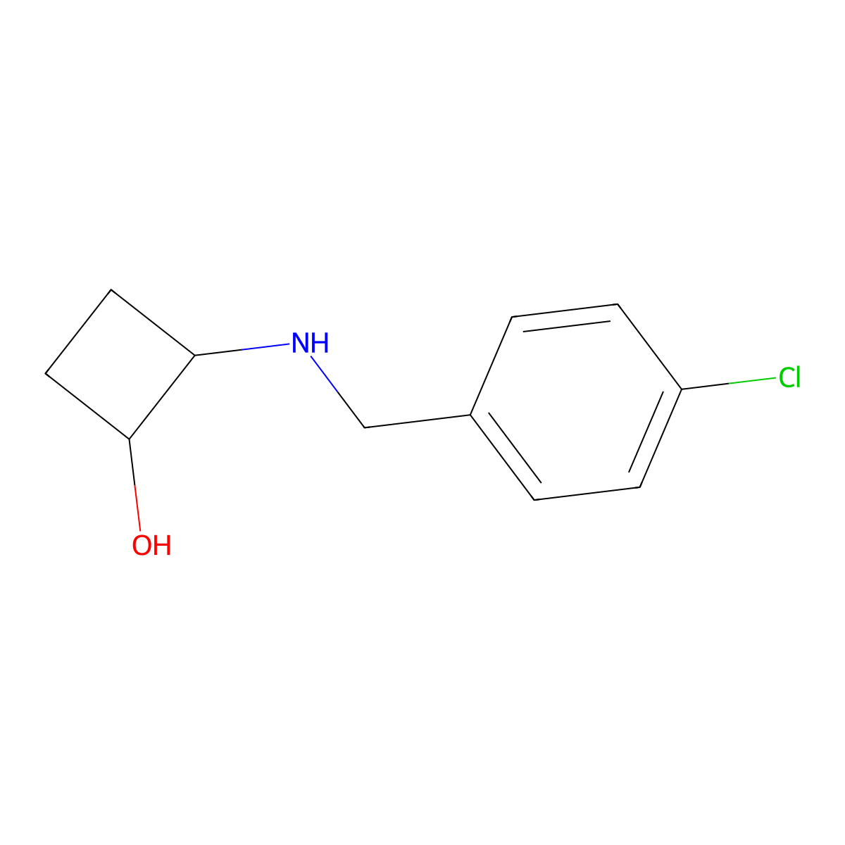 2-{[(4-Chlorophenyl)methyl]amino}cyclobutan-1-ol molecular structure, CAS 2153750-86-6
