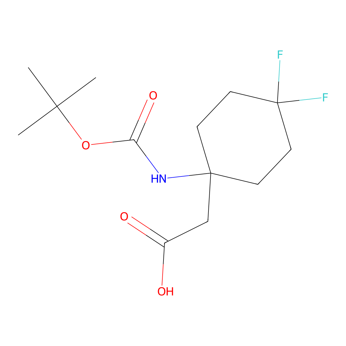 2-(1-{[(Tert-butoxy)carbonyl]amino}-4,4-difluorocyclohexyl)acetic acid molecular structure, CAS 2153766-07-3