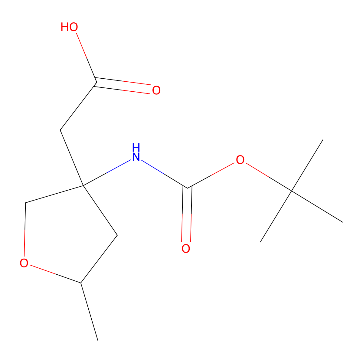 2-(3-{[(Tert-butoxy)carbonyl]amino}-5-methyloxolan-3-yl)acetic acid molecular structure, CAS 2153896-95-6