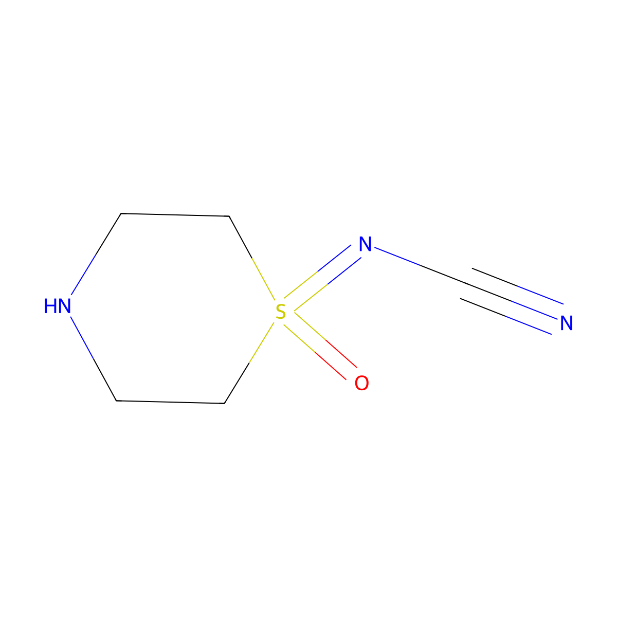 [(1-Oxo-1lambda6-thiomorpholin-1-ylidene)amino]formonitrile molecular structure, CAS 2153942-62-0