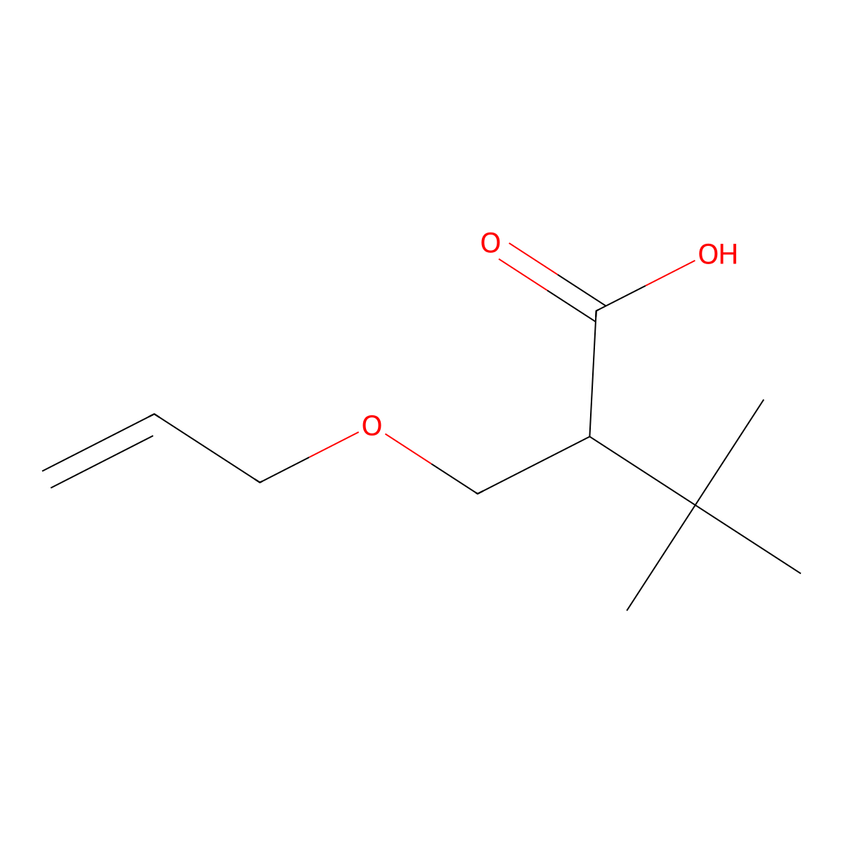 3,3-Dimethyl-2-[(prop-2-en-1-yloxy)methyl]butanoic acid molecular structure, CAS 2154028-48-3