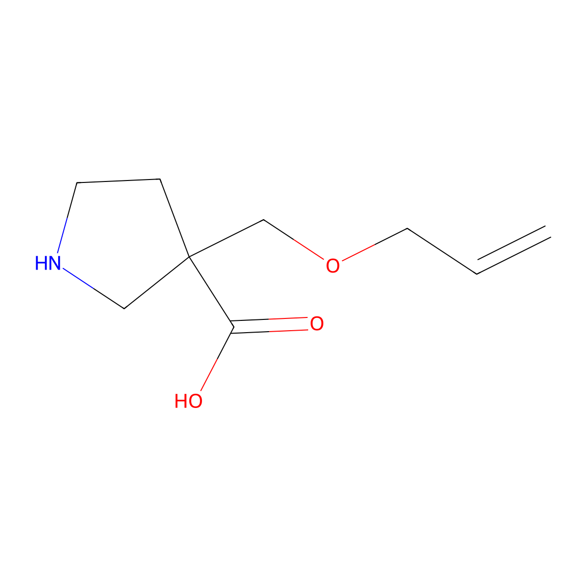 3-[(Prop-2-en-1-yloxy)methyl]pyrrolidine-3-carboxylic acid molecular structure, CAS 2154099-71-3