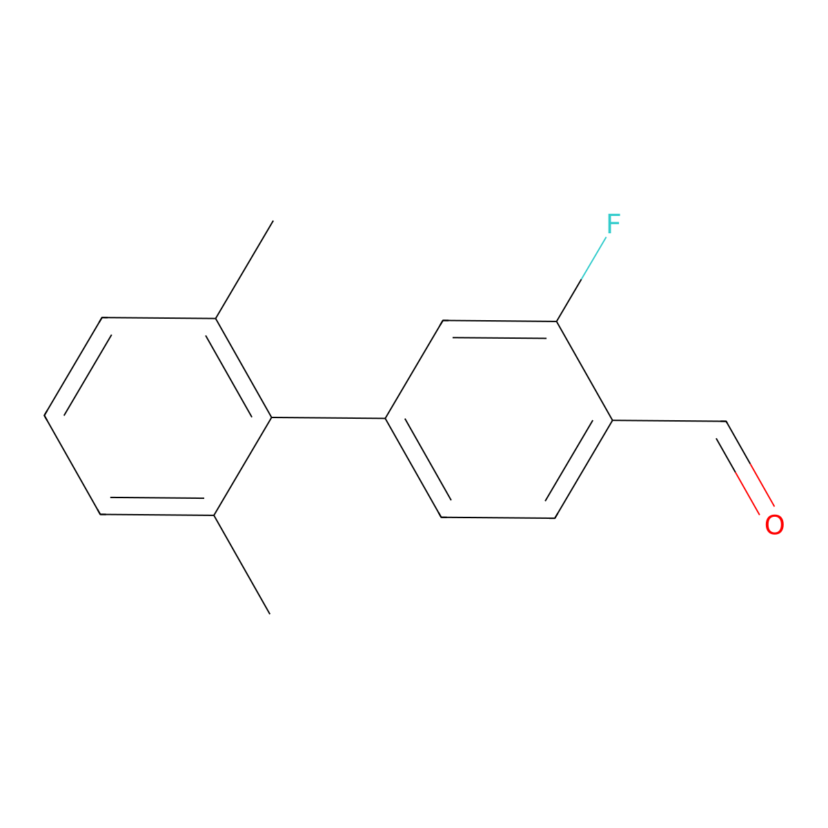 3-Fluoro-2',6'-dimethyl[1,1'-biphenyl]-4-carboxaldehyde molecular structure, CAS 2154160-88-8