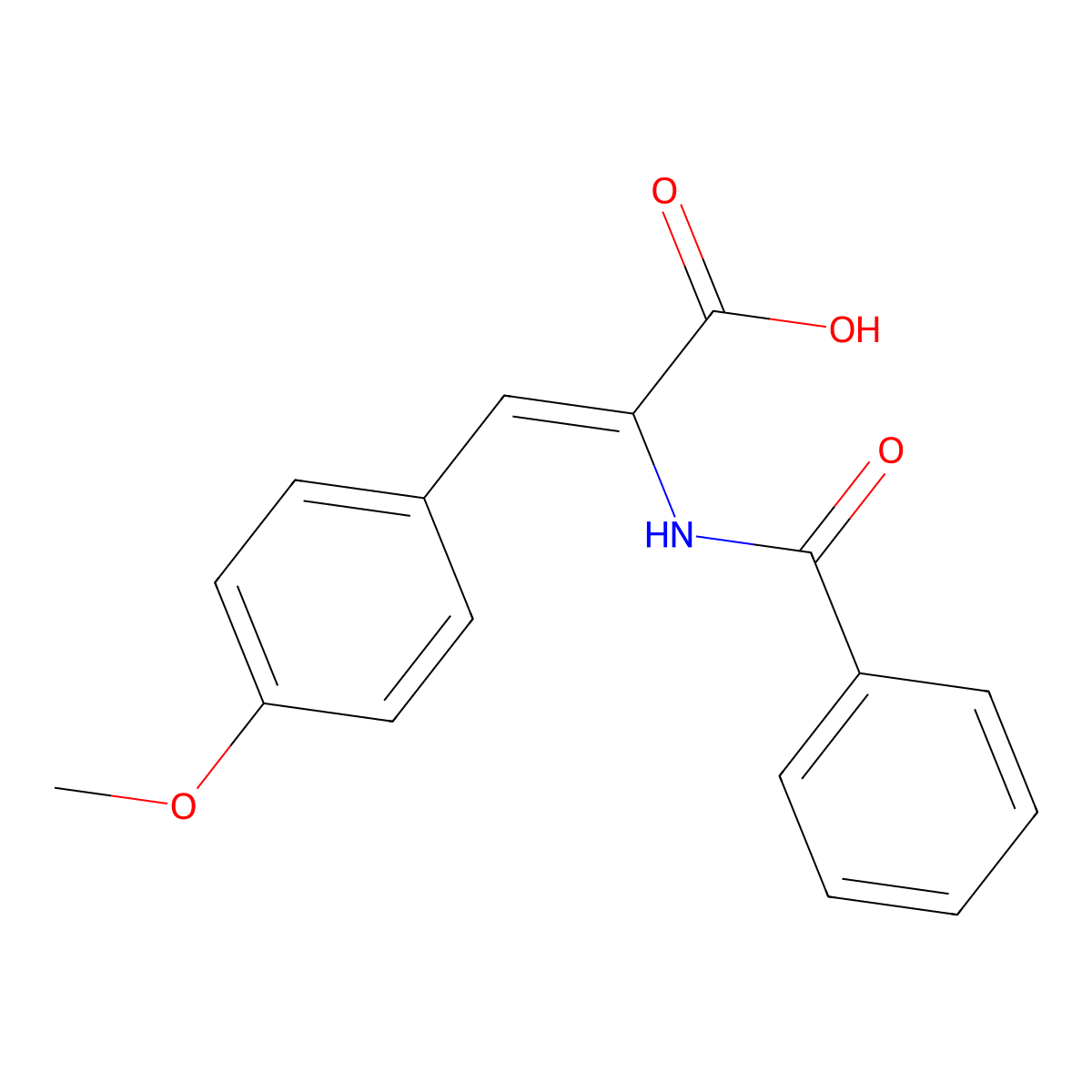 2-Benzamido-3-(4-methoxyphenyl)prop-2-enoic acid molecular structure, CAS 21542-84-7
