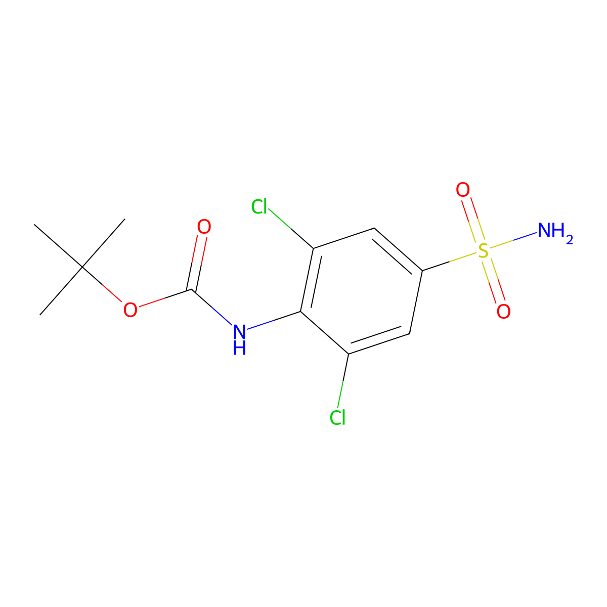 tert-butyl N-(2,6-dichloro-4-sulfamoylphenyl)carbamate molecular structure, CAS 2154218-07-0