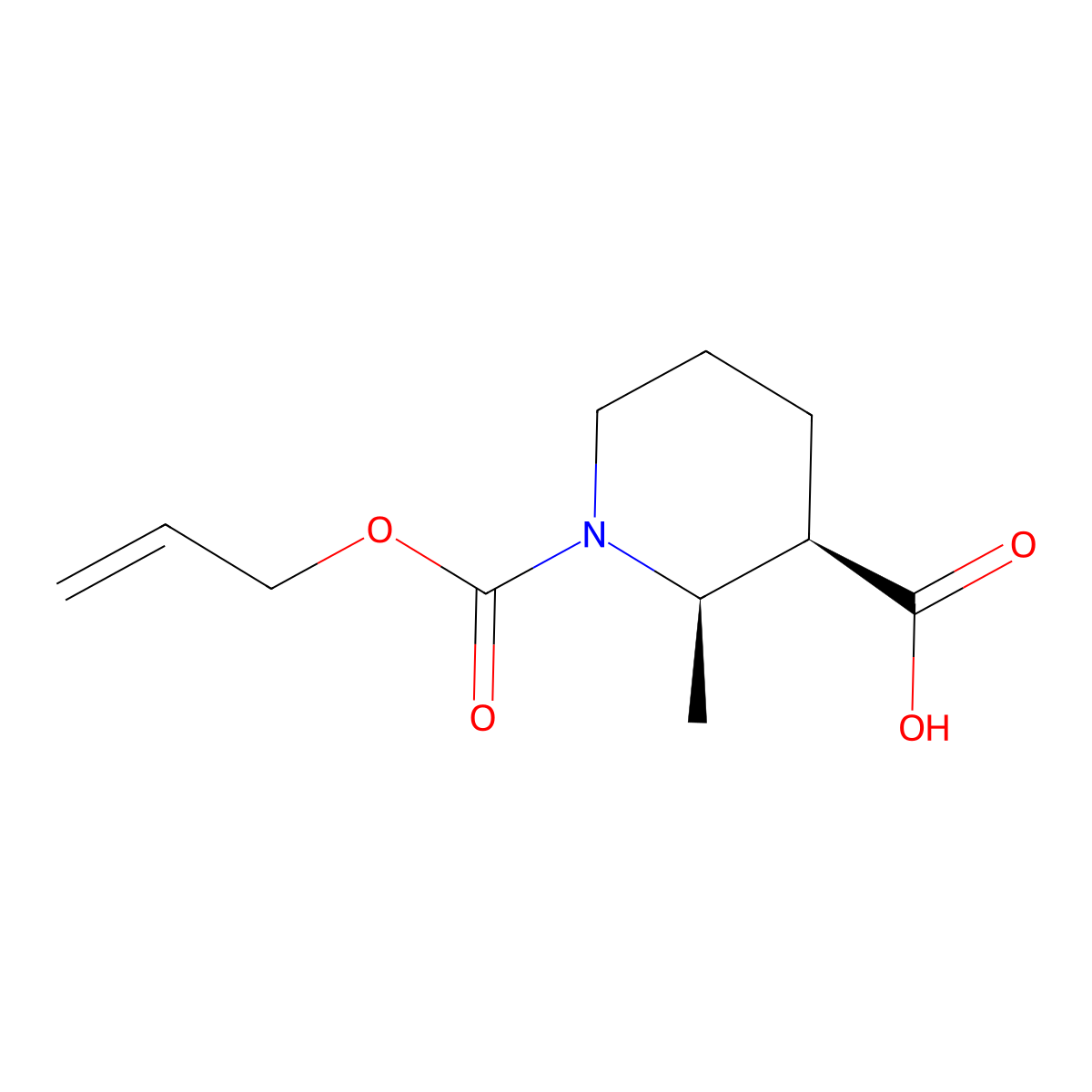 rac-(2R,3R)-2-methyl-1-[(prop-2-en-1-yloxy)carbonyl]piperidine-3-carboxylic acid molecular structure, CAS 2154263-76-8