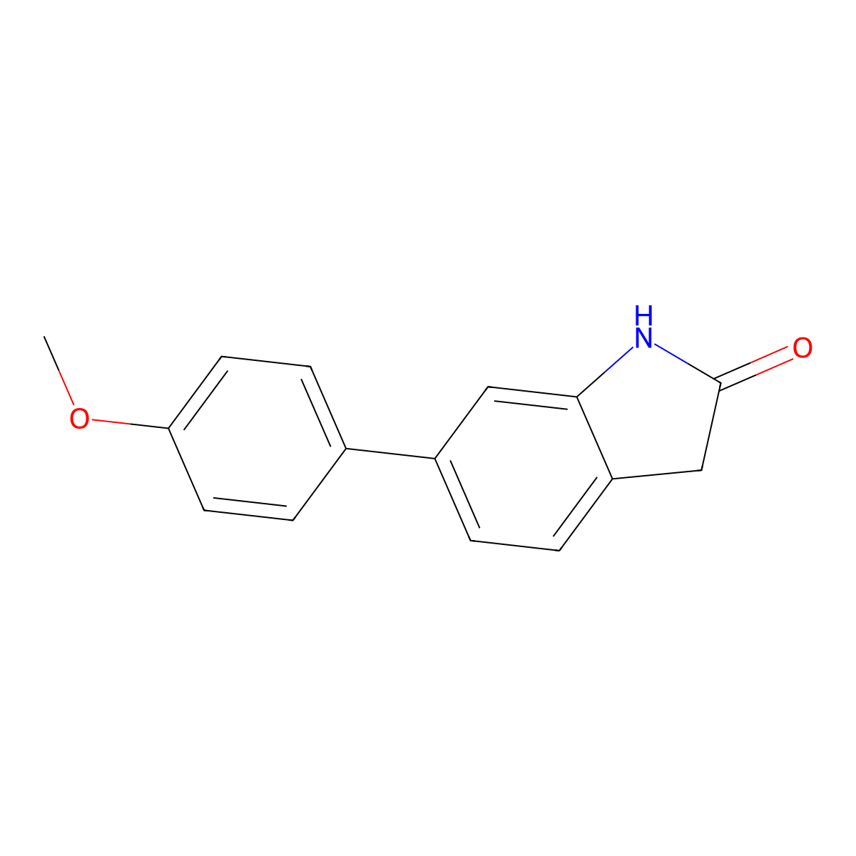 6-(4-Methoxy-phenyl)-1,3-dihydro-indol-2-one molecular structure, CAS 215433-90-2