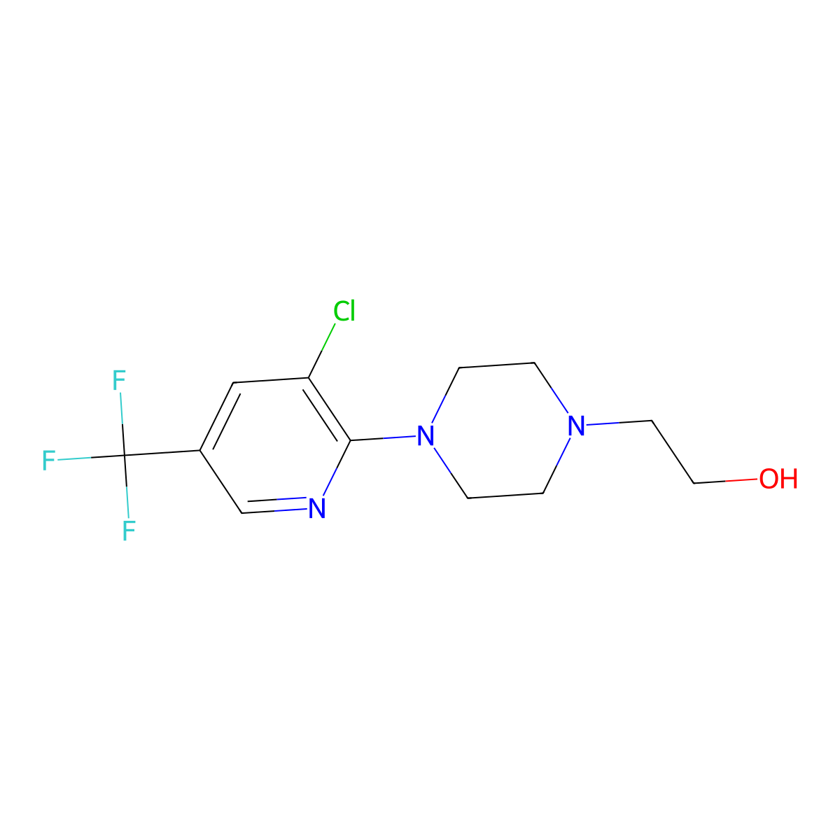 2-{4-[3-Chloro-5-(trifluoromethyl)-2-pyridyl]piperazino}ethan-1-ol molecular structure, CAS 215434-40-5