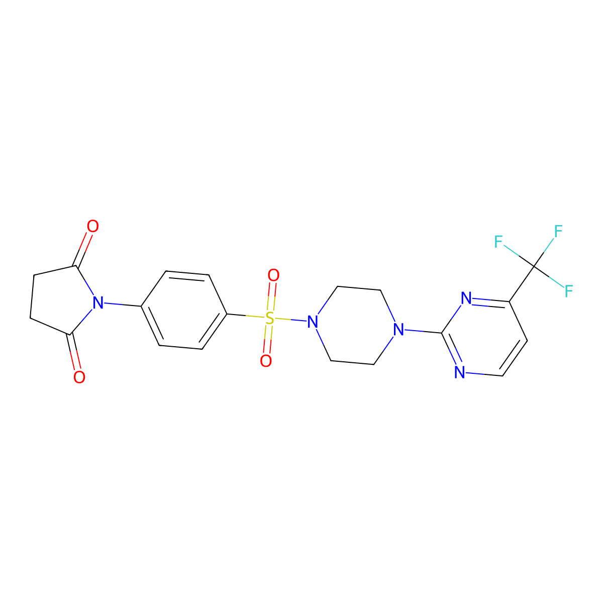 1-[4-[[4-[4-(Trifluoromethyl)-2-pyrimidinyl]-1-piperazinyl]sulfonyl]phenyl]-2,5-pyrrolidinedione molecular structure, CAS 215434-57-4