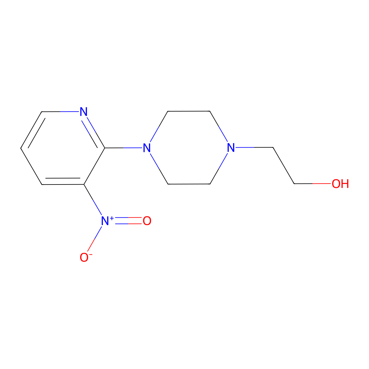 2-[4-(3-Nitro-2-pyridyl)piperazino]ethan-1-OL molecular structure, CAS 215434-62-1