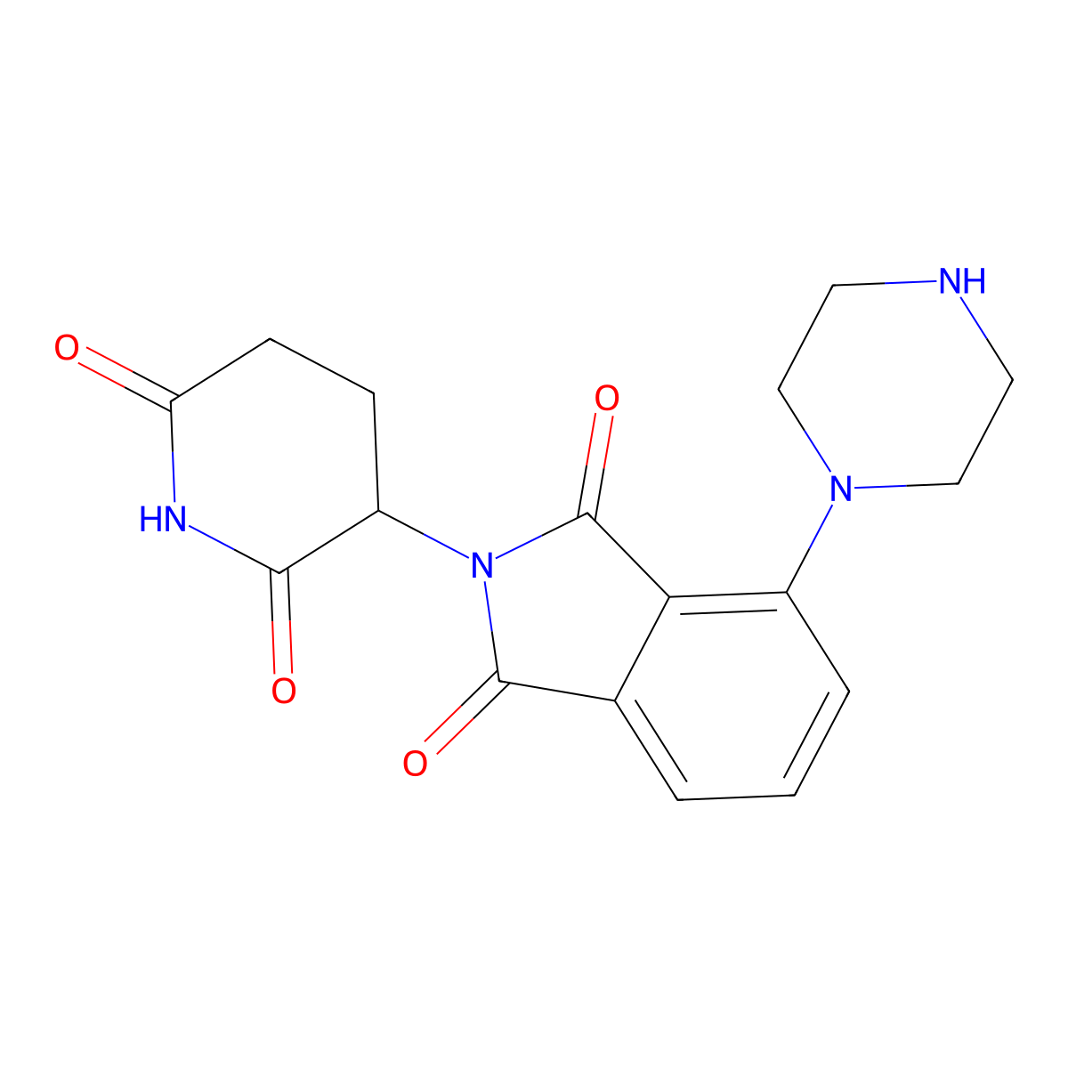 2-(2,6-Dioxopiperidin-3-yl)-4-(piperazin-1-yl)isoindoline-1,3-dione molecular structure, CAS 2154342-57-9