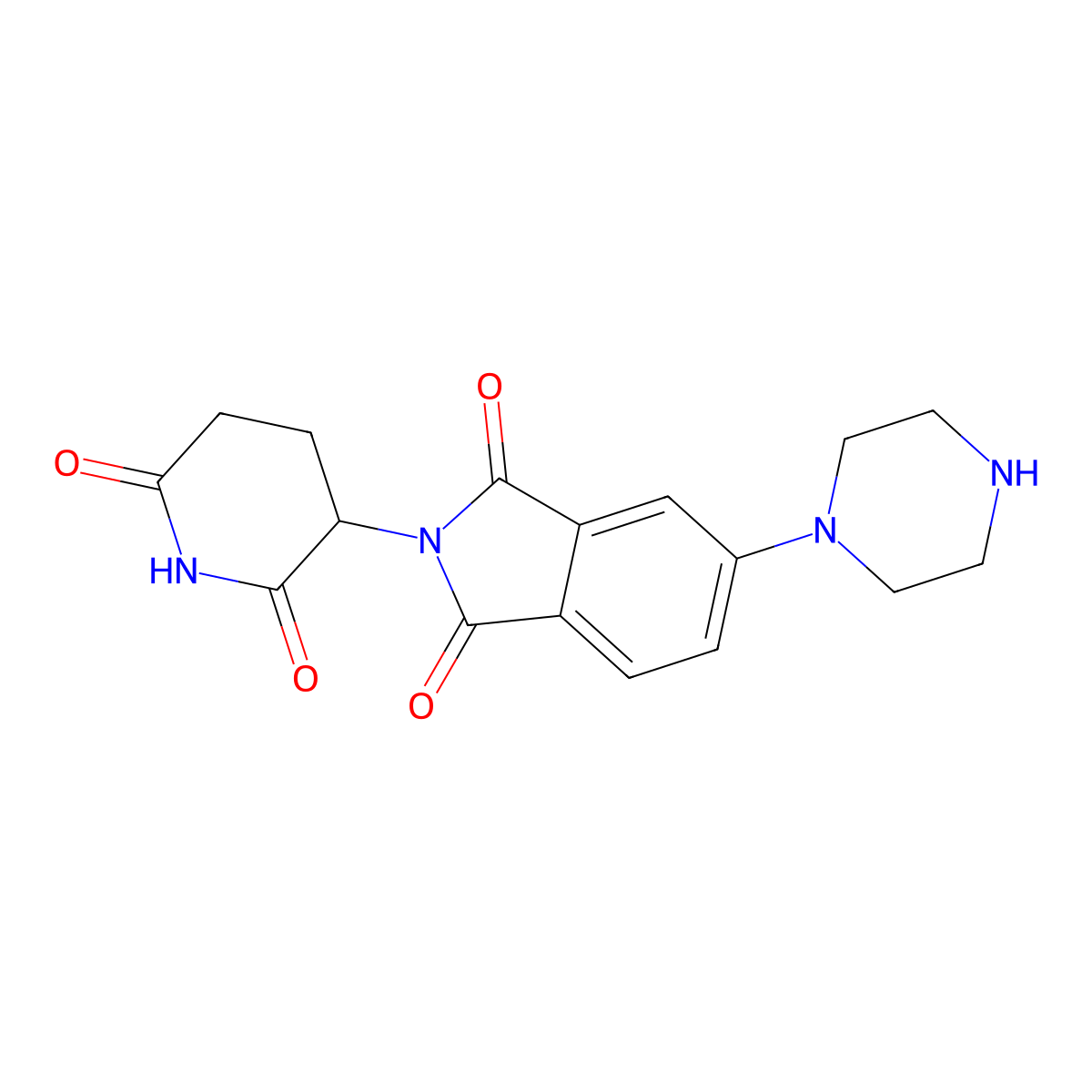 2-(2,6-dioxopiperidin-3-yl)-5-(piperazin-1-yl)-2,3-dihydro-1H-isoindole-1,3-dione molecular structure, CAS 2154342-61-5