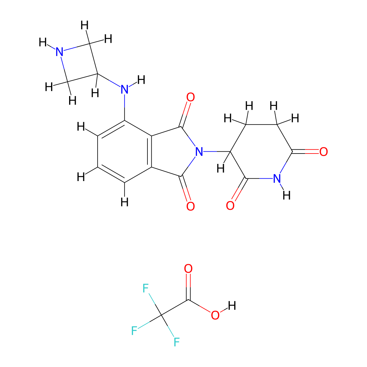 4-[(azetidin-3-yl)amino]-2-(2,6-dioxopiperidin-3-yl)-2,3-dihydro-1H-isoindole-1,3-dione, trifluoroacetic acid molecular structure, CAS 2154357-02-3