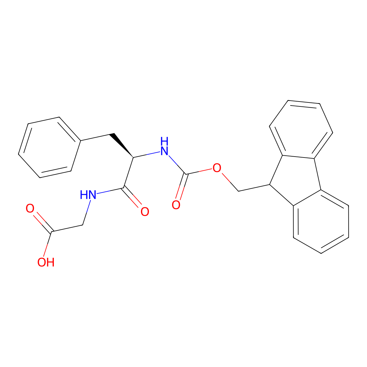 (((9H-Fluoren-9-yl)methoxy)carbonyl)-D-phenylalanylglycine molecular structure, CAS 2154393-27-6