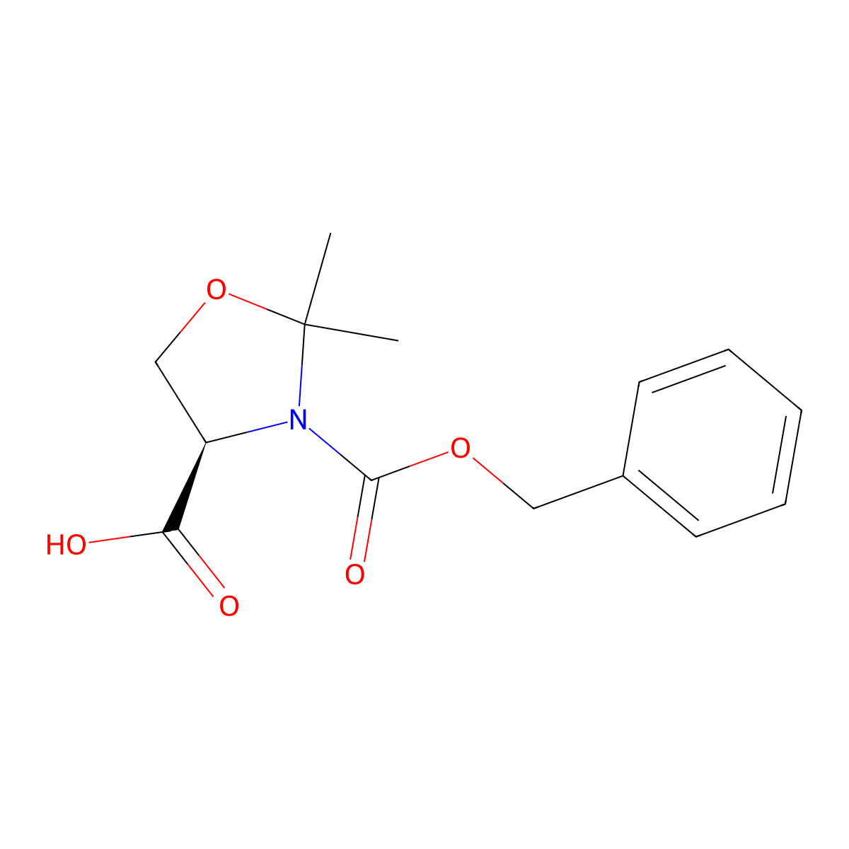 (4R)-3-[(benzyloxy)carbonyl]-2,2-dimethyl-1,3-oxazolidine-4-carboxylic acid molecular structure, CAS 2154418-91-2