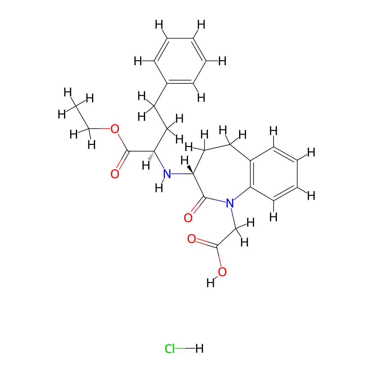 Benazepril hydrochloride, (R,R)- molecular structure, CAS 215447-89-5