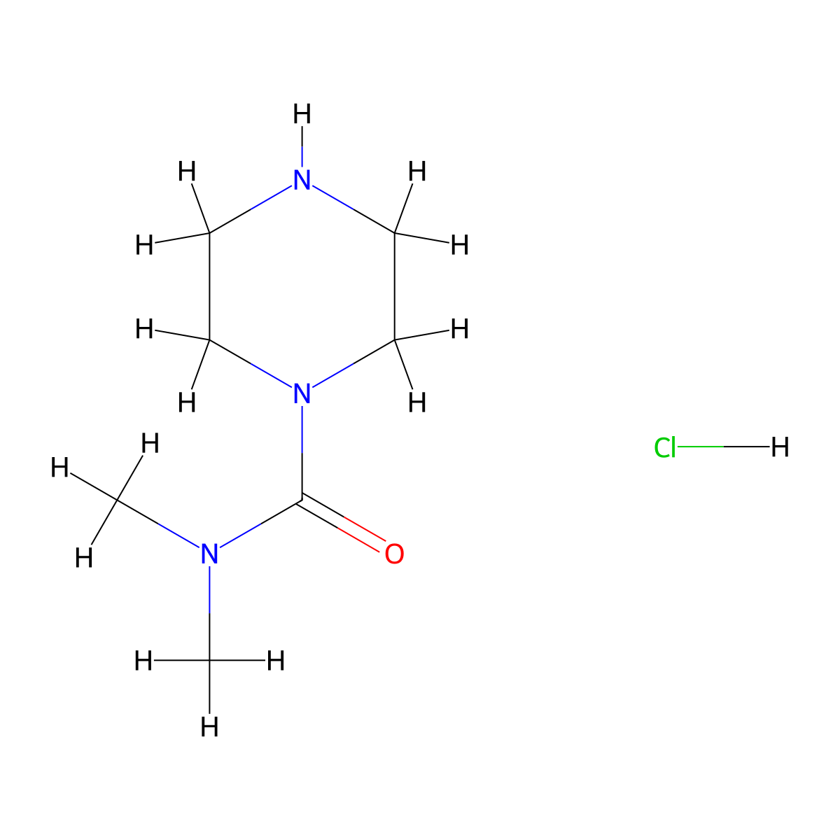 N,N-dimethylpiperazine-1-carboxamide hydrochloride molecular structure, CAS 215453-80-8