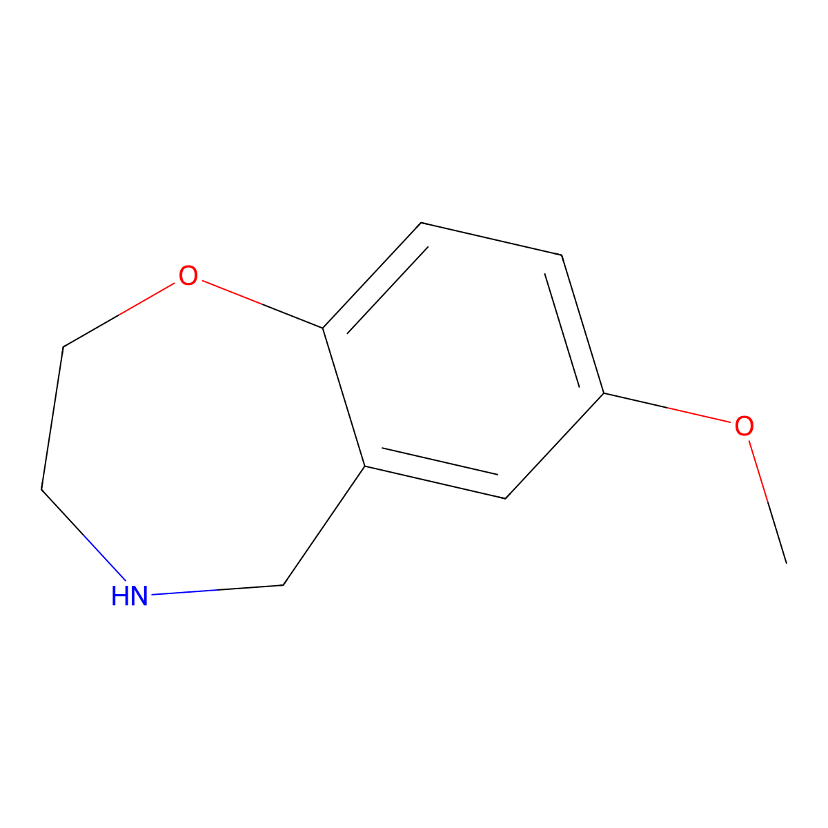 7-Methoxy-2,3,4,5-tetrahydro-1,4-benzoxazepine molecular structure, CAS 215453-97-7