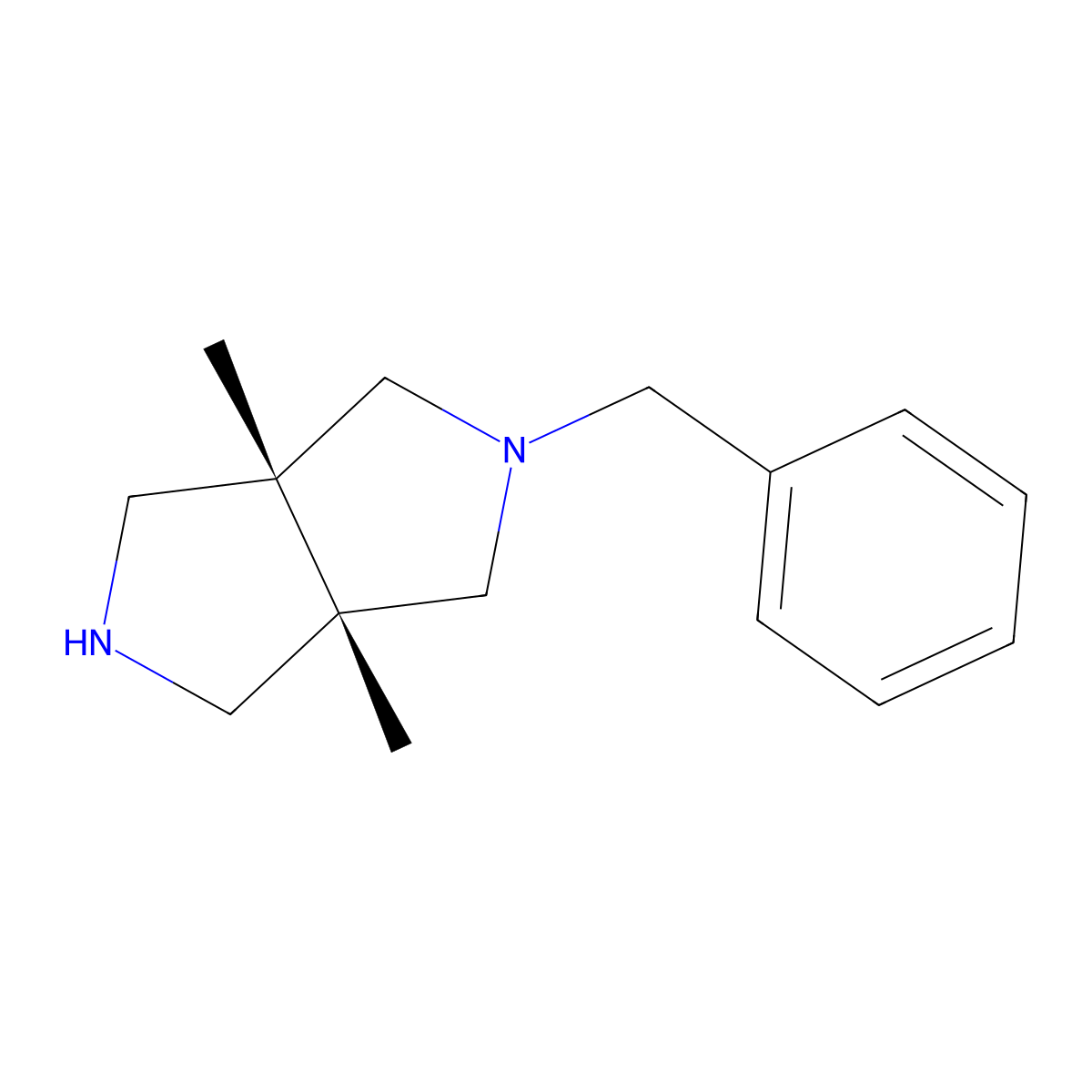 (3AR,6aS)-2-benzyl-3a,6a-dimethyloctahydropyrrolo[3,4-c]pyrrole molecular structure, CAS 2154676-20-5
