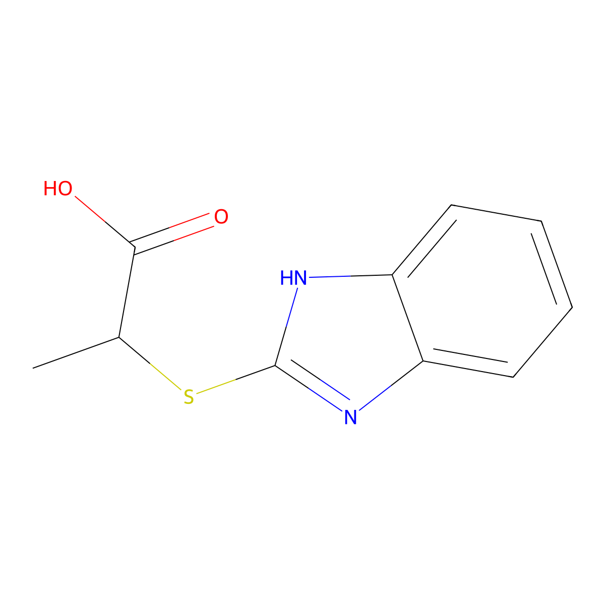 2-(1H-Benzimidazol-2-ylsulfanyl)propanoic acid molecular structure, CAS 21547-70-6