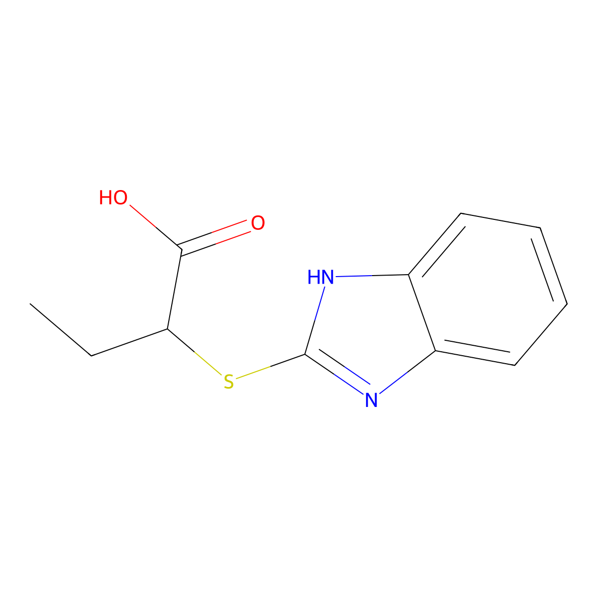 2-(1H-Benzimidazol-2-ylthio)butanoic acid molecular structure, CAS 21547-71-7