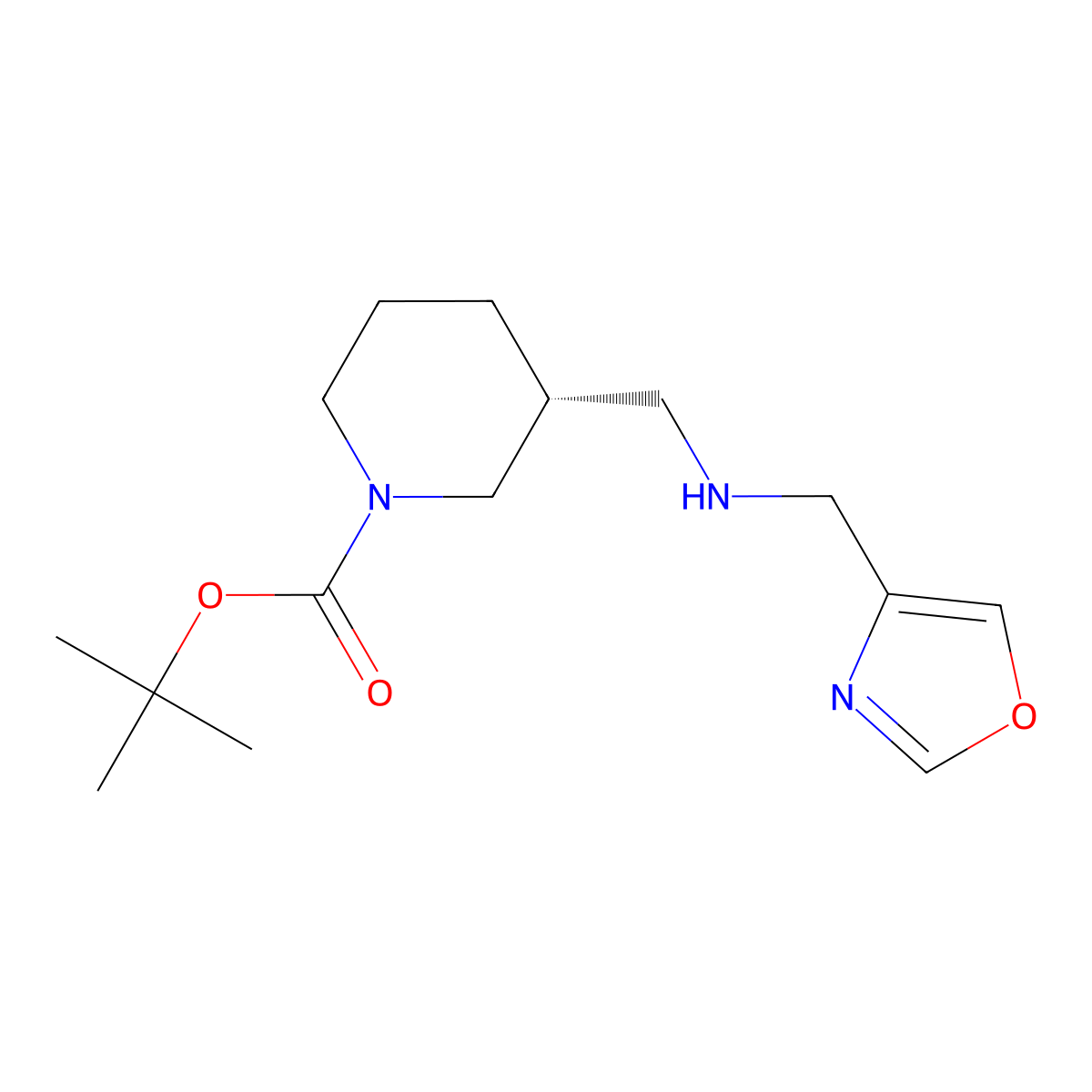 tert-Butyl (R)-3-(((oxazol-4-ylmethyl)amino)methyl)piperidine-1-carboxylate molecular structure, CAS 2154785-18-7
