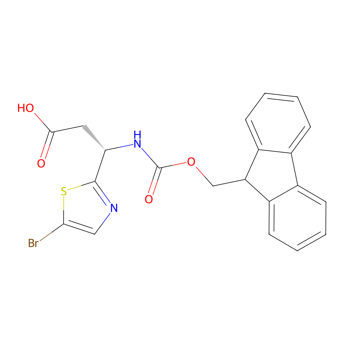 (3S)-3-(5-bromo-1,3-thiazol-2-yl)-3-({[(9H-fluoren-9-yl)methoxy]carbonyl}amino)propanoic acid molecular structure, CAS 2154791-45-2