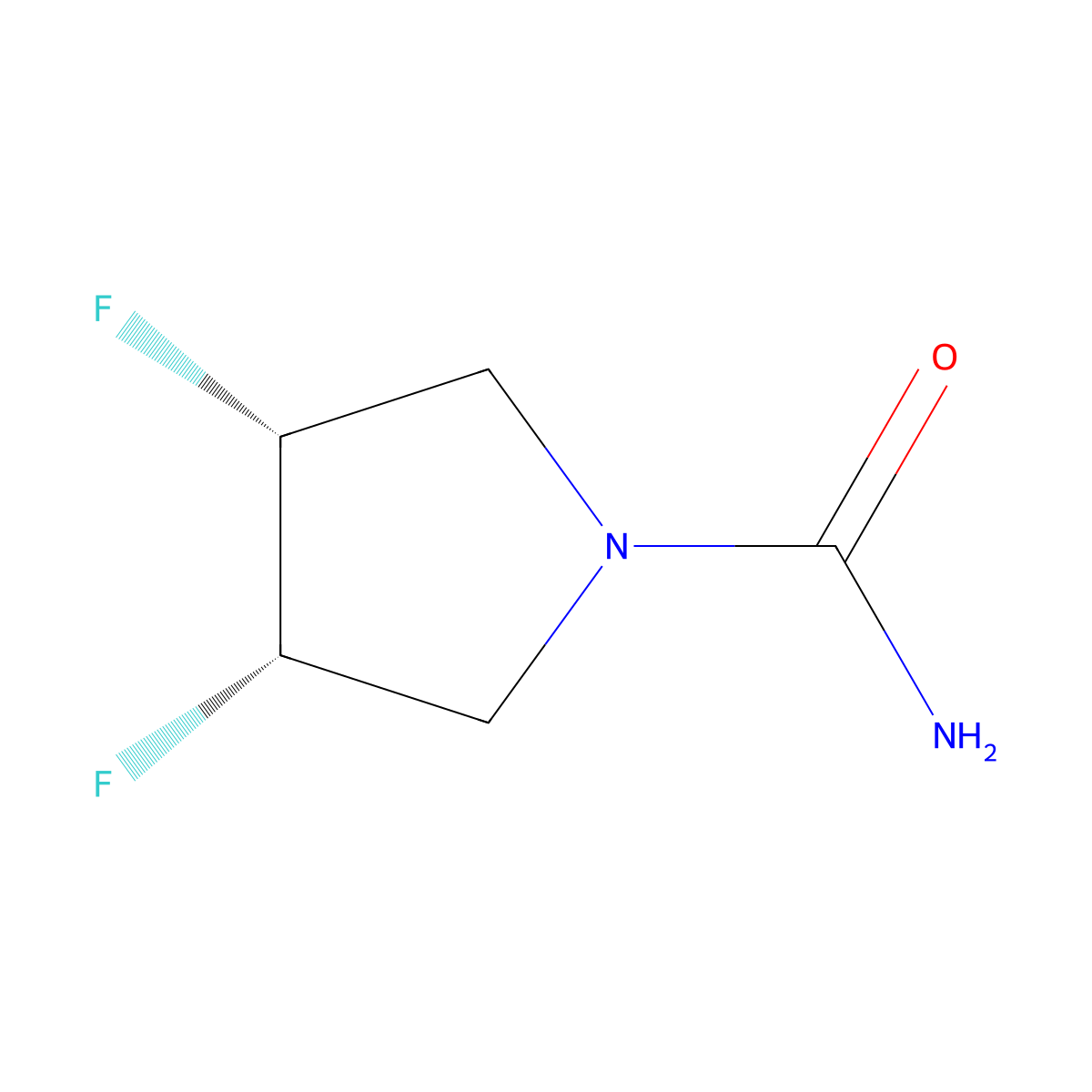 (3R,4S)-3,4-difluoropyrrolidine-1-carboxamide molecular structure, CAS 2154811-42-2