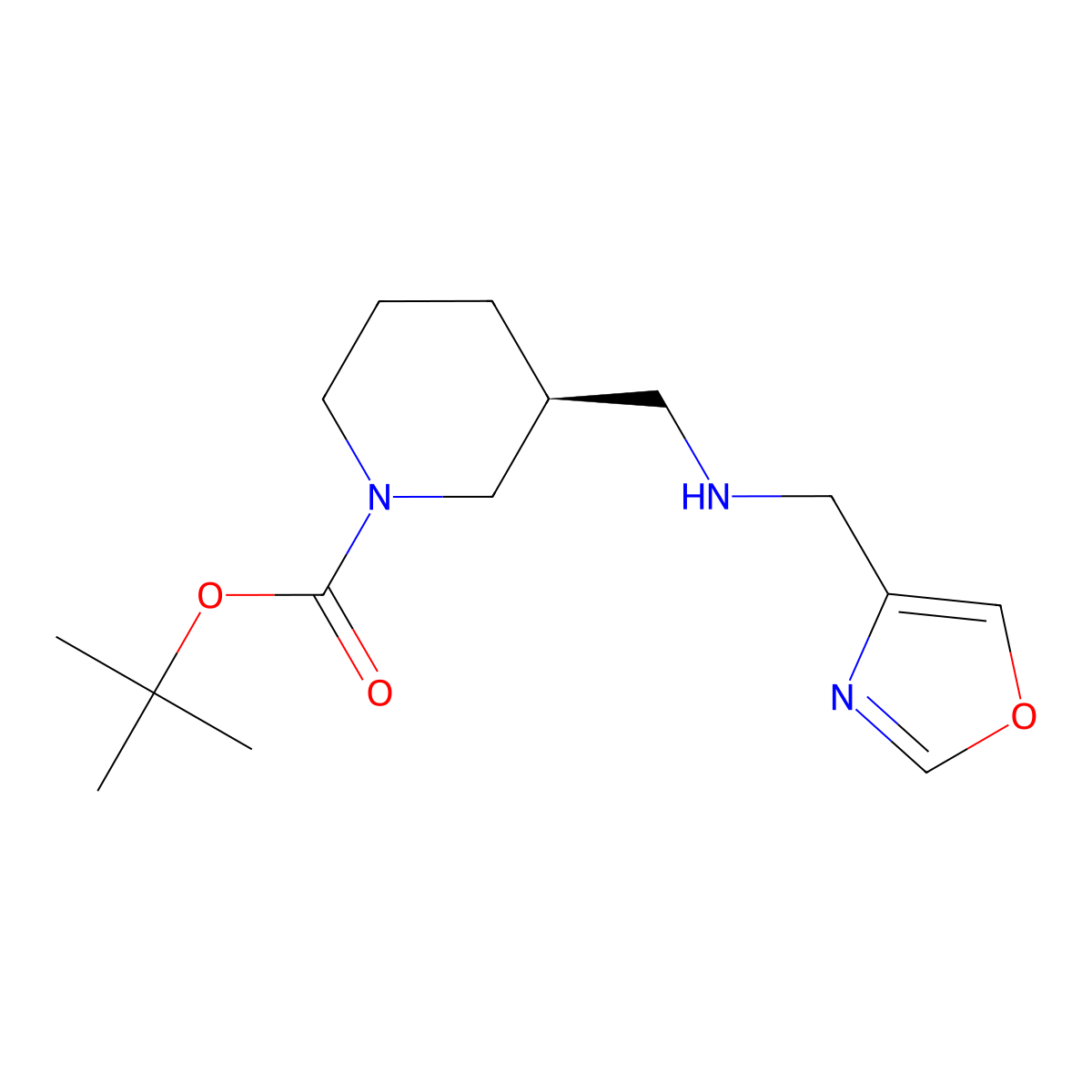 tert-Butyl (S)-3-(((oxazol-4-ylmethyl)amino)methyl)piperidine-1-carboxylate molecular structure, CAS 2154848-17-4