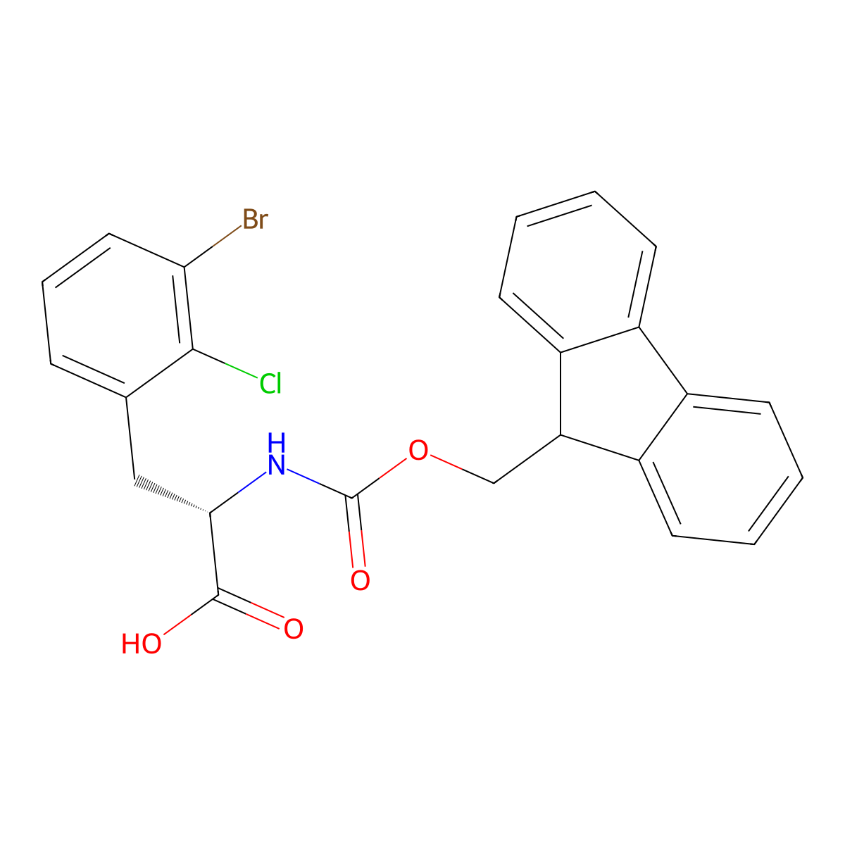 3-Bromo-2-chloro-N-Fmoc-L-phenylalanine molecular structure, CAS 2154860-93-0