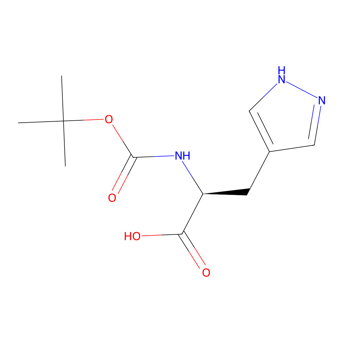 (2S)-2-{[(tert-butoxy)carbonyl]amino}-3-(1H-pyrazol-4-yl)propanoic acid molecular structure, CAS 2154887-20-2