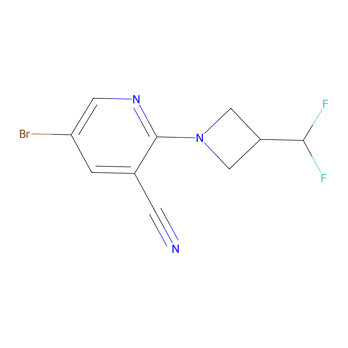 5-Bromo-2-[3-(difluoromethyl)azetidin-1-yl]pyridine-3-carbonitrile molecular structure, CAS 2154936-29-3