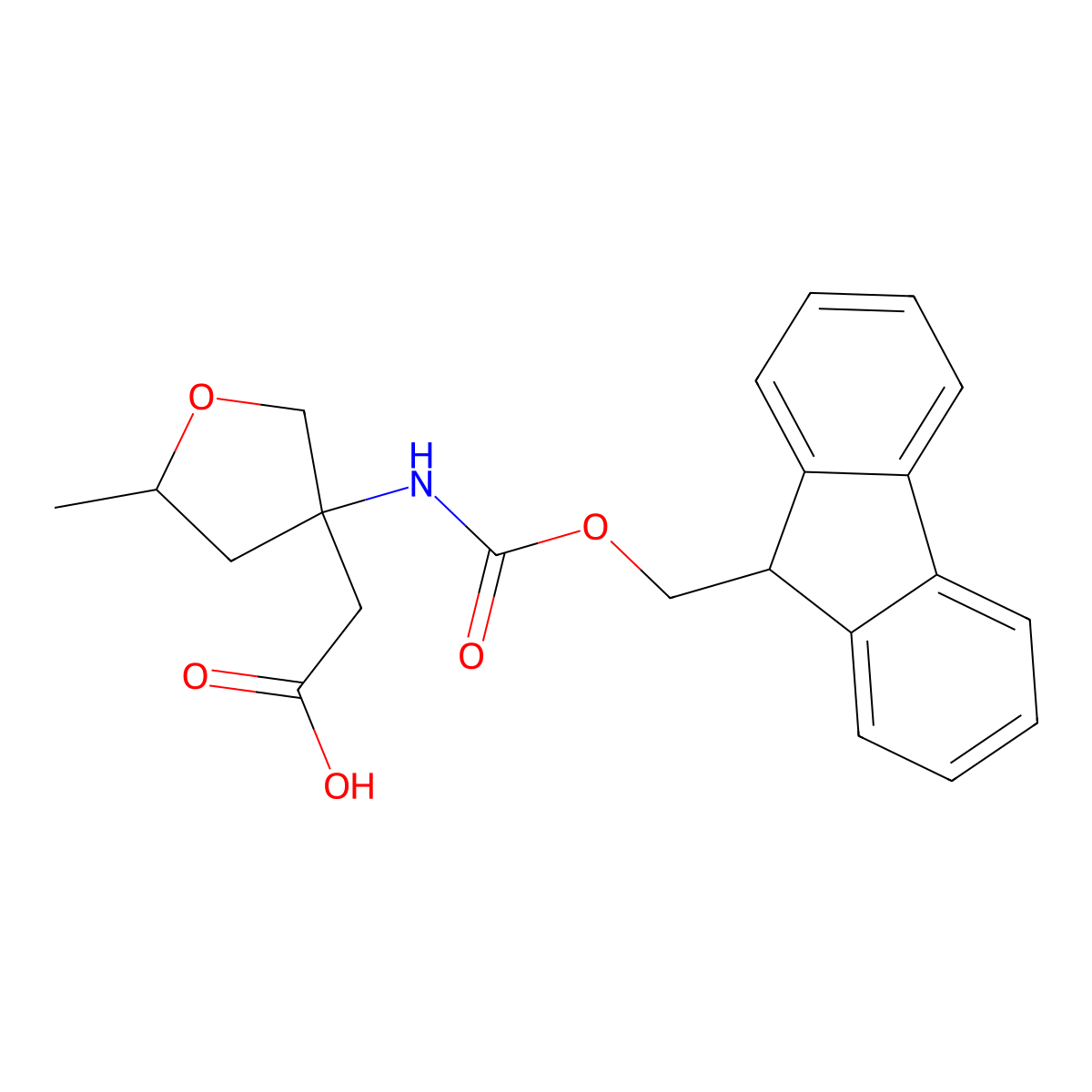 2-[3-({[(9H-fluoren-9-yl)methoxy]carbonyl}amino)-5-methyloxolan-3-yl]acetic acid molecular structure, CAS 2154969-87-4