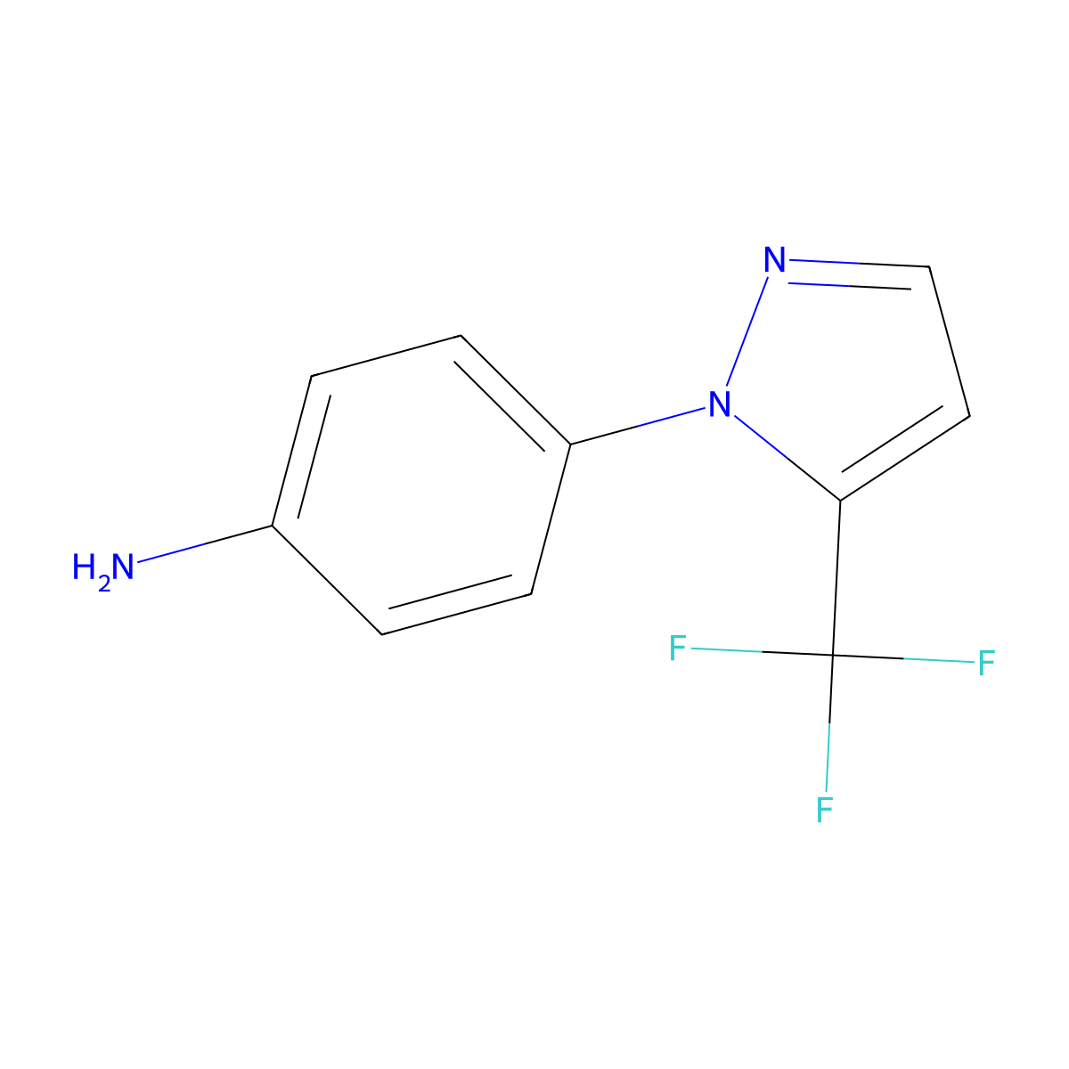 4-[5-(trifluoromethyl)-1H-pyrazol-1-yl]aniline molecular structure, CAS 215500-56-4